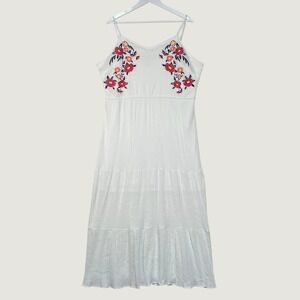 Kelly Renee White Floral Embroidered Midi Dress Womens XXL 2XBoho Cottagecore